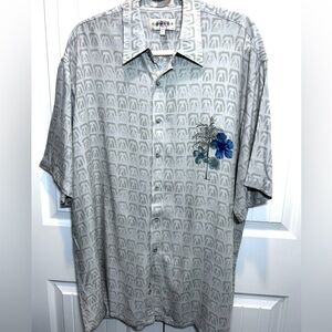 Campia Moda Button Up Casual Shirt Short Sleeve Maui Surfing Theme Size Large